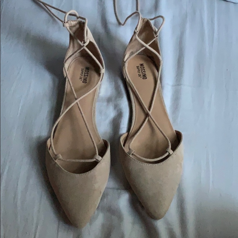Mossimo tan, lace up, dress up flats